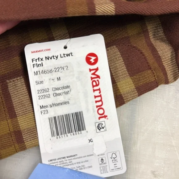 Marmot Mountain Works Fairfax Novelty Lightweight Flannel LS Chocolate Plaid M - Picture 7 of 14
